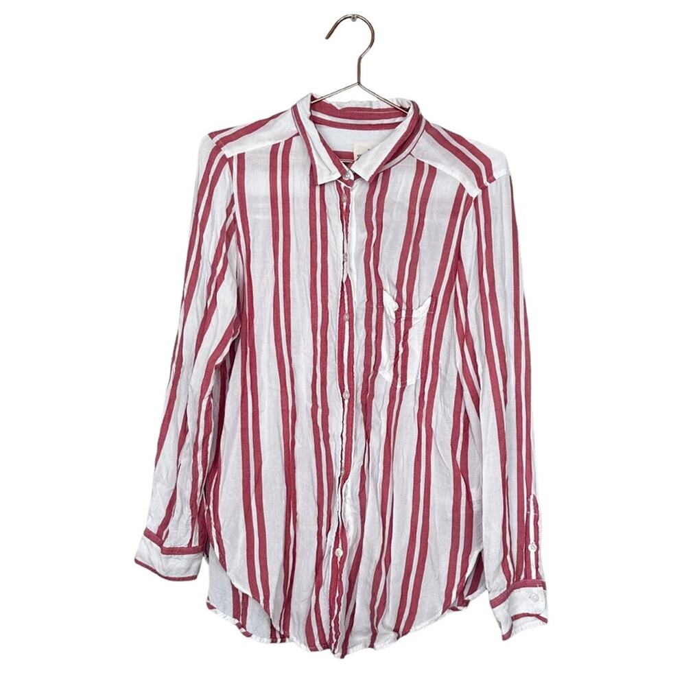 American Eagle Casual Stripped Button Up oversized fit top blouse size small